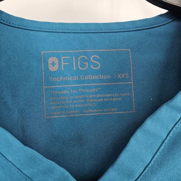 FIGS Catarina One Pocket Scrub Top Pacific Blue Women’s Size XXS Short Sleeves - Picture 3 of 4